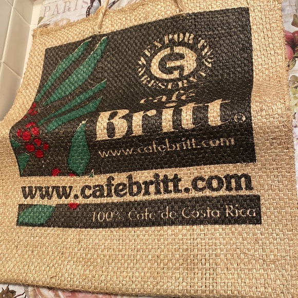 Cafe Britt Costa Rica Jute Eco friendly Shopping bag - 17” x 15” - Picture 1 of 7